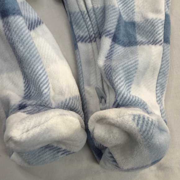 Carter's - Soft Blue and White Fleece Onesie/Sleeper - Picture 3 of 4
